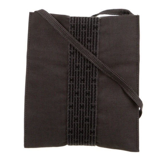 Hermes 🌟 Vintage Yale Line Mini Pochette Shoulder Bag Gray Canvas /Slin… - Picture 3 of 16